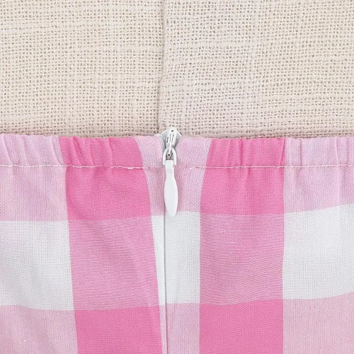 Vista 5 de Vestidos de cuello halter a cuadros de los años 50 para mujer, vestidos rockabilly rosados vintage 1950, vestidos de lunares con vuelo, vestido