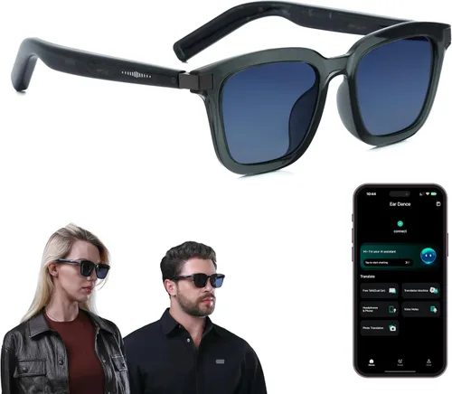 Vista 12 de LIMU Gafas de sol inteligentes Gen 5 AI – Gafas de sol inteligentes de diseño alemán con intérprete de IA en tiempo real, audio Bluetooth de oreja