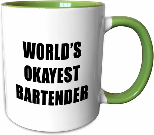 Vista 10 de 3dRose WORLDS OKAYEST BARTENDER - Taza de dos tonos (15 onzas), color negro
