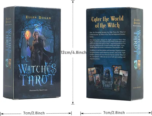 Vista 2 de Fankexi Juego de cartas de tarots con guía, 78 cartas de tarot de brujas, juego de adivinación del destino, duradero para principiantes y lectores