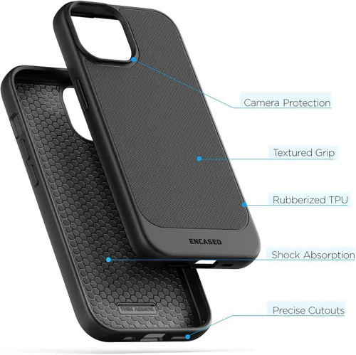 Vista 5 de ENCASED Funda delgada diseñada para iPhone 15 (2023), ultra delgada, flexible, para teléfono (negro mate)