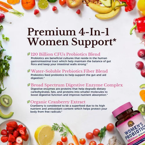 Vista 3 de Vitalitown Paquete de belleza interior y exterior para mujeres: 120 mil millones de probióticos UFC (30 cepas) + aceite de onagra 1300 mg, salud