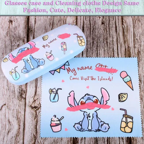 Vista 2 de Cute Eyeglass Cases Hard Shell Storage Case Protective Box With Glasses Cloth Adjustable Glasses Strap Ear Grips Hook