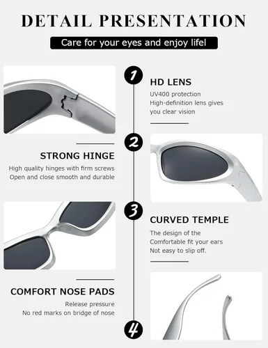 Vista 5 de kimorn Y2K K1273 - Lentes de sol polarizados envolventes para mujeres y hombres Swift Oval Fashion Sport Shades