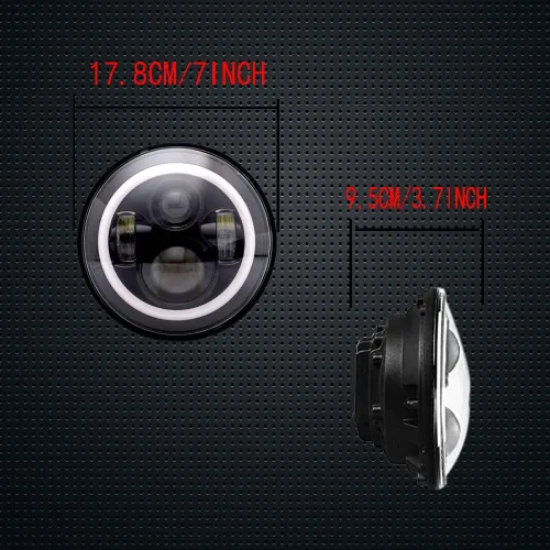 Vista 3 de Par 7 pulgadas LED faros con blanco halo anillo ángel ojos+ámbar señal de giro halo para Jeep Wrangler JK TJ CJ Hummer H1 H2 Miata
