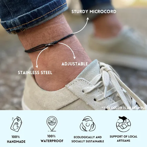 Vista 6 de Made by Nami Surfer Anklet with Snap Hook Clasp Waterproof & Adjustable Thin String Ankle Bracelets for Women and Men Handmade Jewelry for Beach and