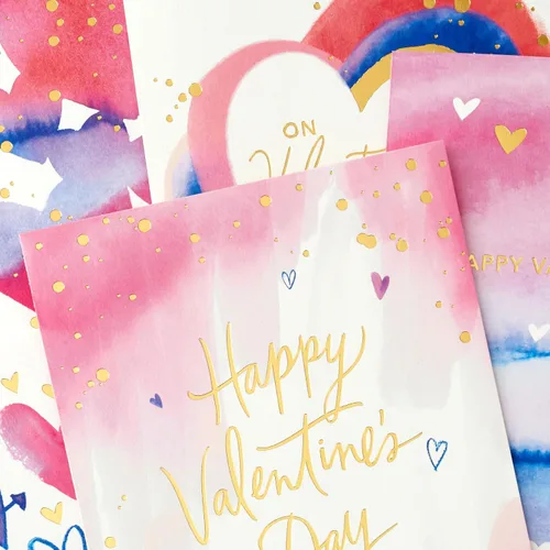 Vista 7 de Hallmark - Tarjetas para el día de San Valentín, paquete surtido de 36 unidades (acuarela de lámina dorada)
