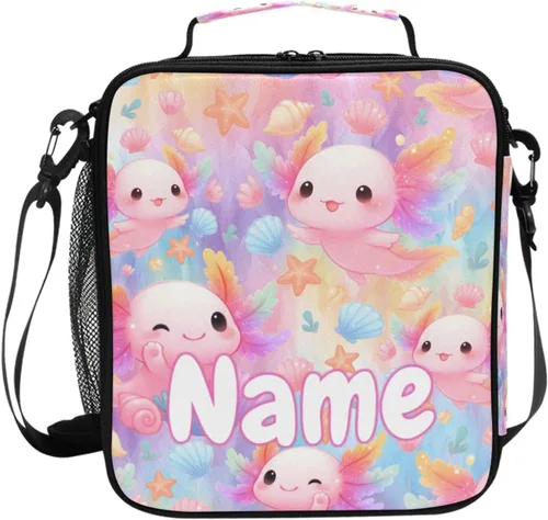 Vista 21 de Lonchera con patrón de cuadros blancos y negros, bolsa de almuerzo aislada, bolsa de preparación para niños, correa de hombro congelable a001