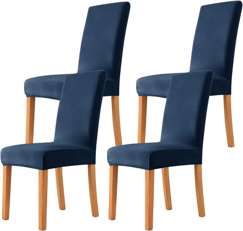 Vista 69 de Velvet Chair Covers Beige Gray, Stretch Dining Room Chair Covers 2 Pack, Super Fit Dining Chairs Slipcovers Spandex Washable Kitchen Parson Chair