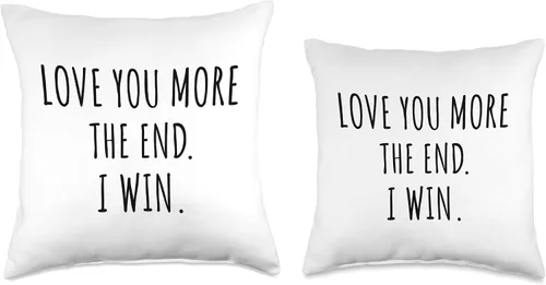 Vista 3 de Lovely Gift for Sleeping Relationship Partnership Love You More. The End. I Win. Almohada de relación, 16.0 x 16.0 in, multicolor