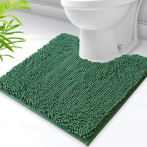 Vista 49 de Alfombras de baño en forma de U, alfombras de baño de felpilla súper absorbentes y respaldo antideslizante de PVC fuerte para inodoros, lavables a