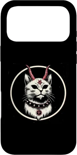 Vista 22 de Funda para iPhone 17 de Baphomet Satánico Oculto de Gato del Diablo