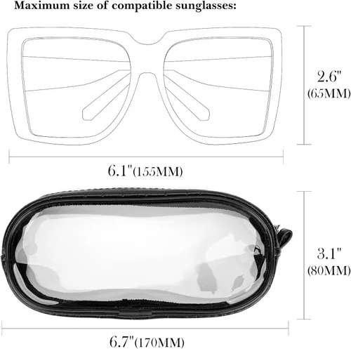 Vista 2 de Linkidea Bolsa de gafas de sol de gran tamaño, bolsa de lentes de marco grande para lentes de sol, bolsa de viaje compatible con Rayban Aviator