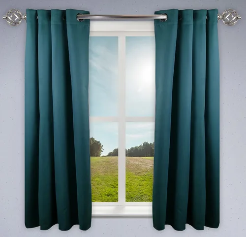 Vista 7 de Rod Desyne Cortina opaca con aislamiento térmico para ventana con ojales de metal, 52 x 63 pulgadas, color verde, 1 panel