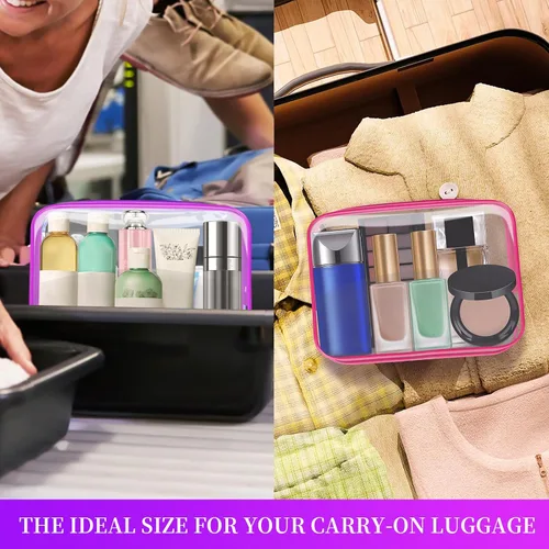 Vista 6 de 24 bolsas de aseo transparentes, bolsa de cosméticos para organizador de maquillaje de viaje, bolsa aprobada por la TSA, multicolor, mediana