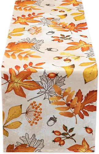 Vista 10 de YiHomer Colección de mesa de Acción de Gracias de otoño para decoración de cocina, comedor, fiestas, cosecha, hojas de otoño, mantel, rectangular