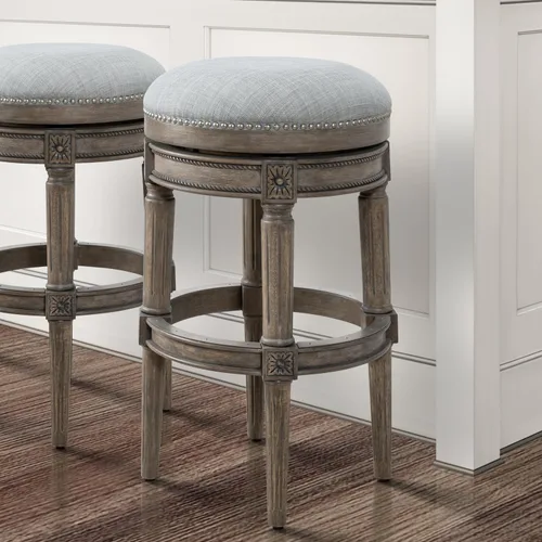 Vista 14 de New Ridge Home Goods Chapman Taburete giratorio de 26 pulgadas de altura de mostrador sin respaldo en nogal