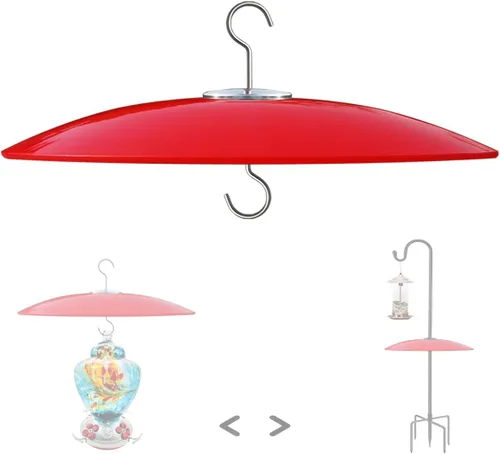 Vista 8 de Protector de lluvia de vidrio de 13 pulgadas para comedero de pájaros al aire libre – deflector en poste de pastor/poste o gancho en S colgante