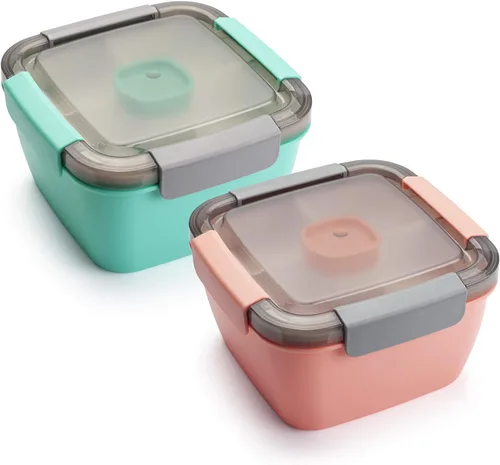 Vista 10 de Freshmage - Recipientes de ensalada para llevar, tazones de 52 oz con 3 compartimentos, recipiente para aderezos para aderezos, para hombres