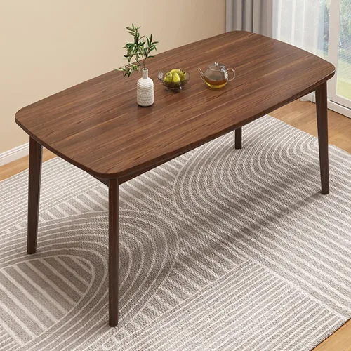 Vista 3 de Mesa de comedor rectangular de madera maciza, mesa de cocina rústica con almohadillas antideslizantes para los pies, estructura estable, adecuada