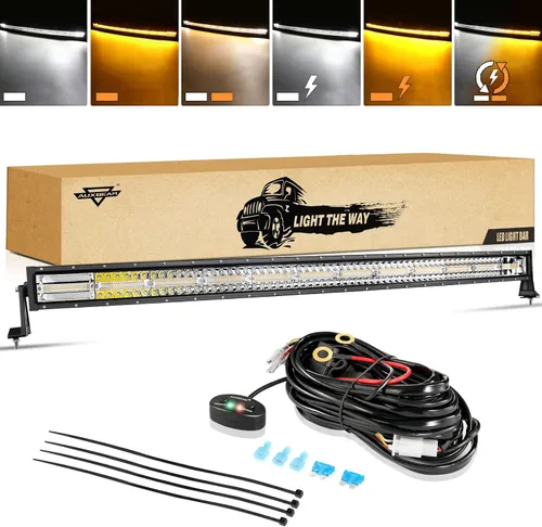 Vista 16 de Auxbeam Barra de luz LED de 3 pulgadas, 72 W, color ámbar/blanco, luces de conducción todoterreno para camión, SUV, barco, 4x4, Jeep Wrangler