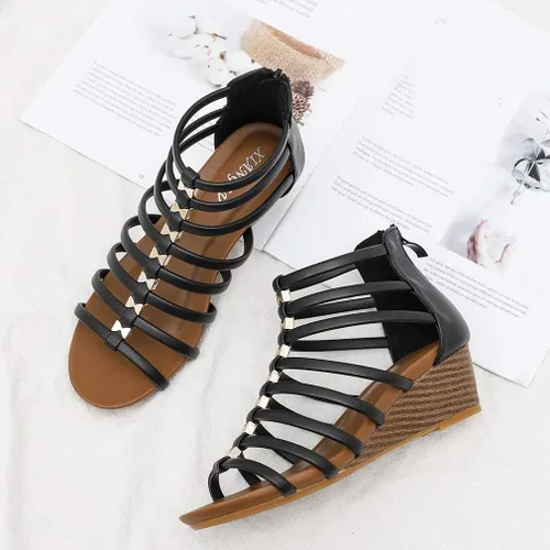 Vista 6 de SO SIMPOK Sandalias de cuña cómodas para mujer, estilo retro, para verano, playa, suaves