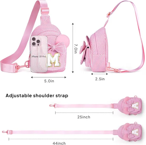 Vista 6 de Bolso bandolera para niñas, regalos para niñas de 2, 3, 4, 5, 6 años Azul