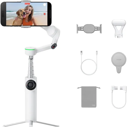 Vista 11 de Insta360 Flow 2 Pro AI Tracker Bundle gris – Primer cardán de teléfono AI en la industria con Apple DockKit, seguimiento pionero de 360º panorámica