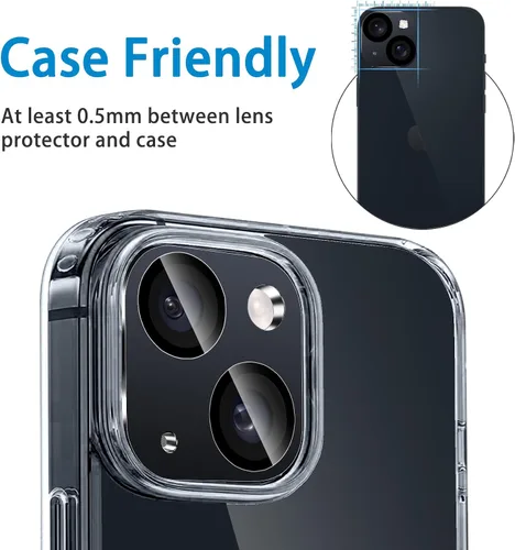 Vista 6 de Protector de Lente de Cámara para iPhone 14 / iPhone 14 Plus Película de Cubierta de Cámara de Metal, Vidrio Templado 9H, Antiarañazos, Compatible