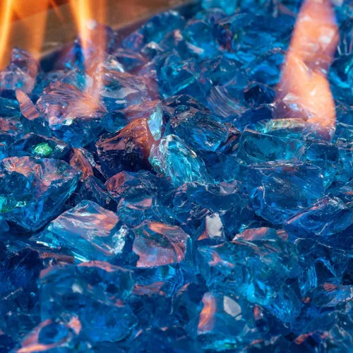 Vista 4 de Celestial Fire Glass - Triturado, azul tropical (1/2" a 3/4") Tarro de 10 libras