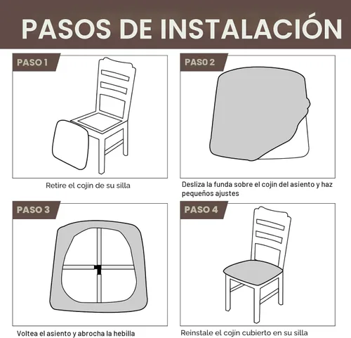Vista 6 de Genina Fundas de asiento impermeables para sillas de comedor, fundas elásticas para sillas de comedor, fundas protectoras para sillas de cocina