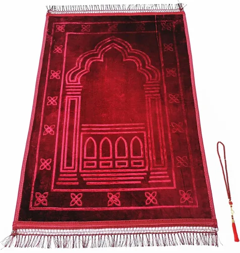 Vista 4 de Tapete de oración musulmana acolchado de lujo, más grueso, para niños, hombres y mujeres, con cuentas de oración, suave, ideal para rodillas