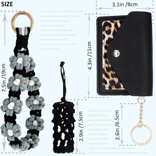 Vista 133 de BIHRTC Llavero de pulsera boho con soporte para lápiz labial, pulsera hecha a mano