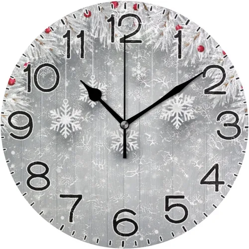 Vista 21 de ALAZA Reloj de pared cardenal de pájaro rojo de invierno, funciona con pilas, sin tictac, de cuarzo, analógico, rústico, rústico, reloj redondo