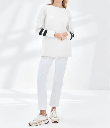 Vista 30 de Fisoew Camisetas de manga larga para mujer, holgadas, casuales, con cuello redondo, blusa suave