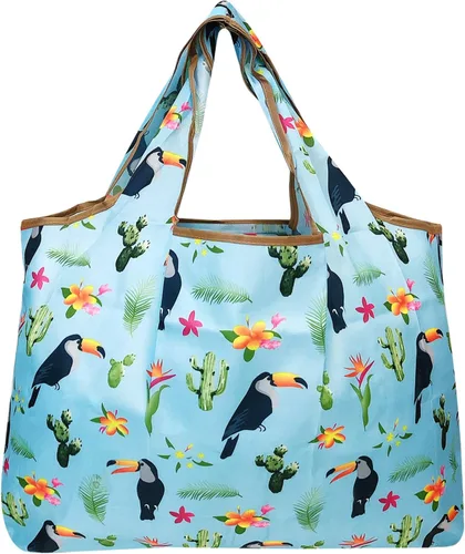 Vista 4 de allydrew Bolsas grandes plegables de nailon reutilizables para comestibles, paquete de 3
