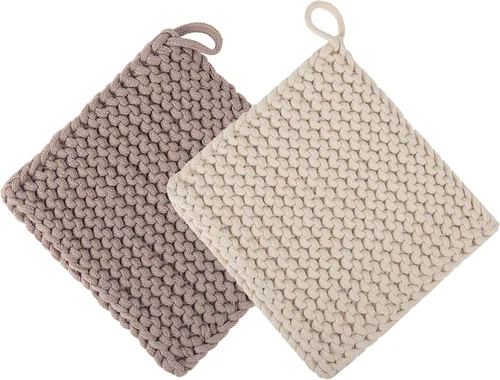 Vista 6 de Eiyye Thick Crocheted Pot Holders Handmade Hot Pads Crocheted Trivets for Kitchen hot Dishes(2-Pack Blue)