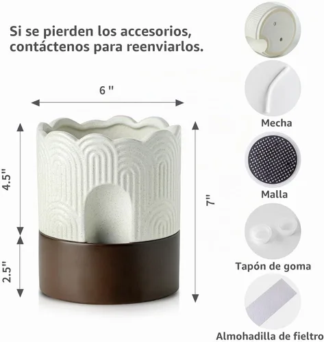 Vista 2 de Nihow Macetas de cerámica con autorriego para plantas de interior, 6 beige y marrón