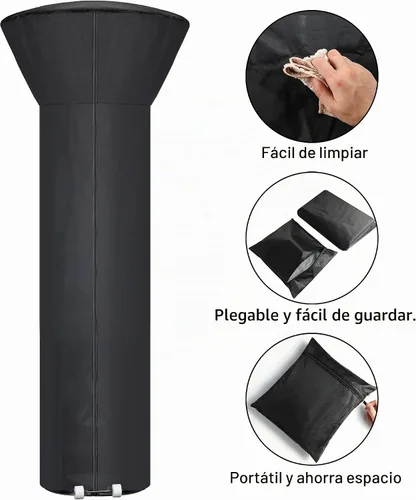 Vista 3 de Cubierta para calentador de patio impermeable con cremallera y bolsa de almacenamiento, cubierta para calentador al aire libre con características a