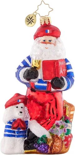 Vista 6 de Christopher Radko Adorno decorativo de Navidad de vidrio europeo hecho a mano, Cali Claus