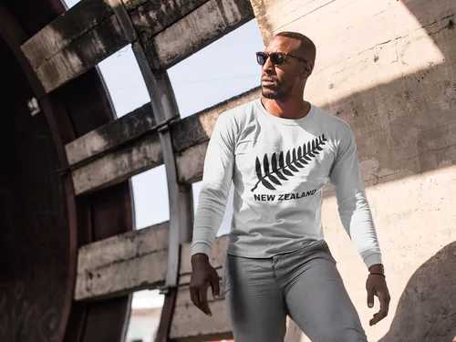 Vista 4 de Pop Threads New Zealand Rugby Fern Graphic Tee for Adults Rugby Tshirt Unisex