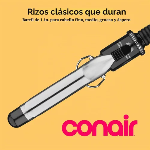 Vista 2 de Conair Rizador de pelo fino a grueso, barril de 1 pulgada, negro/plateado Hair curler with multi-layer technology for tight curls and loose waves