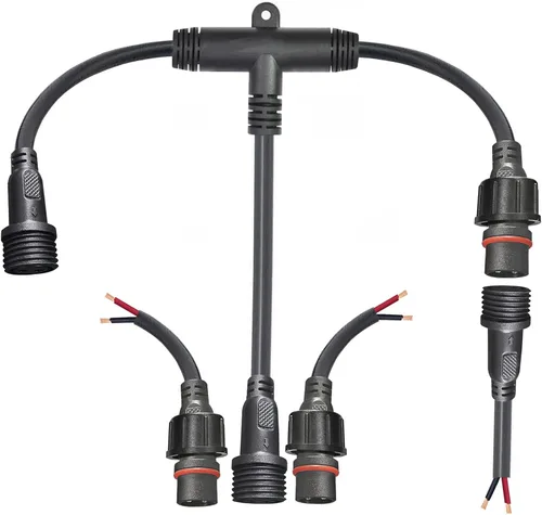 Vista 9 de Conector impermeable de 2 cables, conector LED macho hembra de 16 AWG de 2 pines con cable de extensión IP65, 7.9 in para automóvil, tira de luces