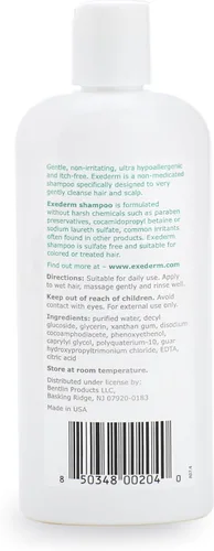 Vista 4 de Exederm Champú para eccema y dermatitis seborreica, 8 onzas líquidas, fórmula ultra sensible no irritante, cuidado diario del cabello para cuero