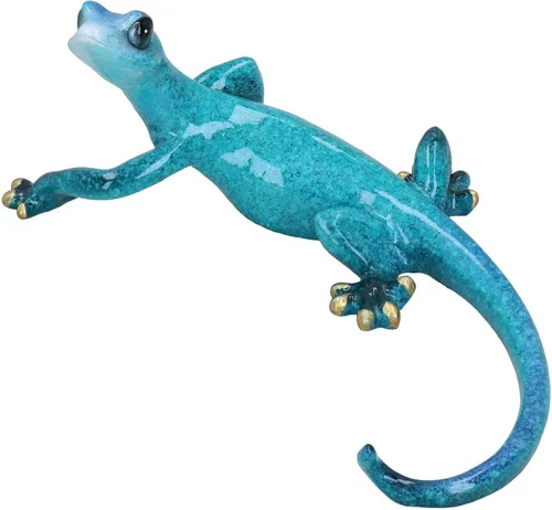 Vista 8 de AB Tools Blue Gecko Lizard Resina Cobertizo de pared Escultura Decoración Estatua Pequeña Casa Ornamento