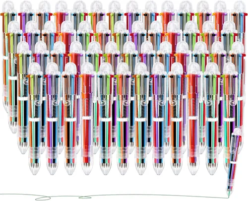Vista 6 de Enyeopd Paquete de 6 bolígrafos multicolor en uno, bolígrafos divertidos para fiestas, bolígrafos retráctiles de colores para suministros de oficina