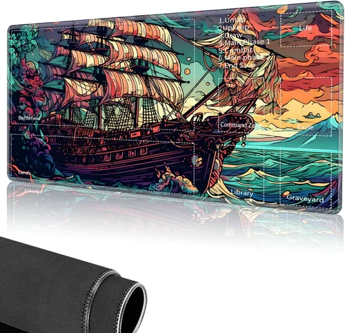 Vista 27 de Tapete de juego para MTG, tapete de juego de cartas cosido con zona mágica para juegos de cartas MTG, (17.4 x 13.8 pulgadas), tapete de juego