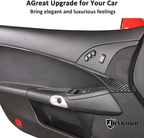 Vista 5 de Adhesivo de fibra de carbono suave ABS para panel de puerta interior de automóvil, compatible con Chevrolet Corvette C6 2005-2013 para puerta