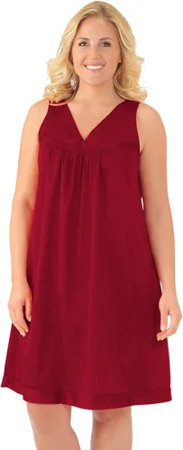 Vista 12 de Exquisite Form Women's 30107 Nylon Tricot Sleeveless Short Knee Length Nightgown Amaranto