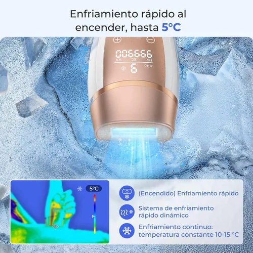 Vista 2 de Depilación láser para mujeres y hombres – Dispositivo de depilación láser ZAIRUZ IPL con enfriamiento de hielo sin dolor a 41.0 °F, removedor